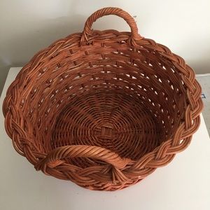 PAINTED HANDMADE BASKET Wicker 14” Diameter 7”  high